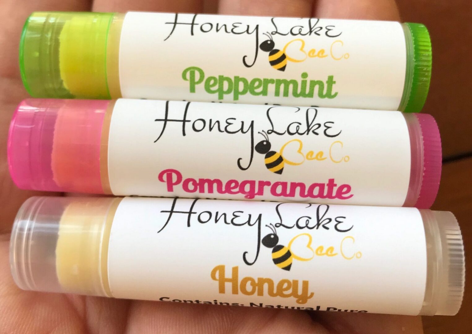 Trio of flavored lip balms
