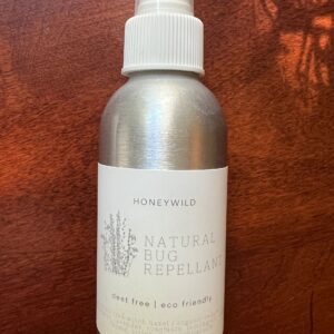 Aluminum bottle with bug repellent label
