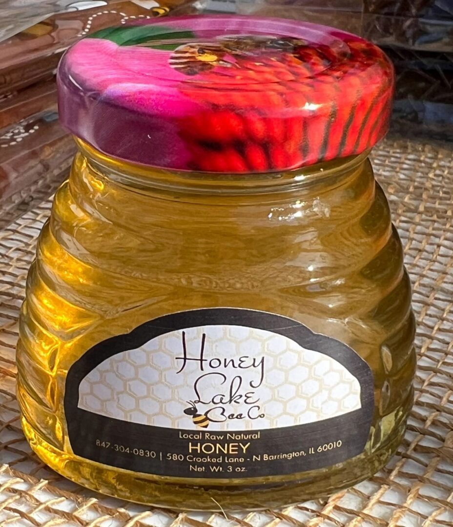 Honey jar with colorful lid