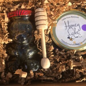 Bear-shaped honey jar with dipper stick