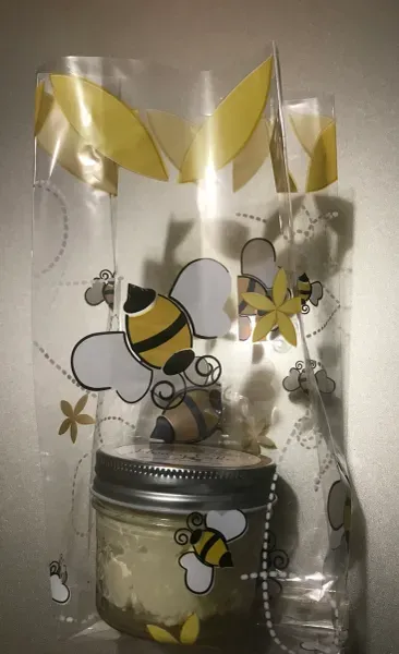 Bee-themed gift bag with jar