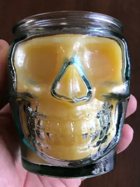 Skull-shaped candle jar