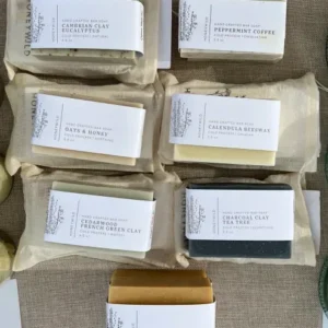 Assorted natural soap collection displayed