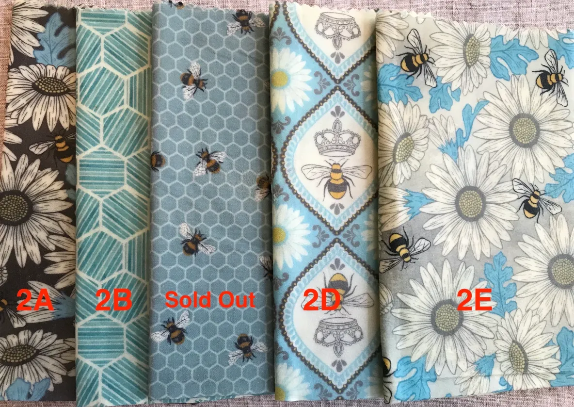 Five fabric designs with floral motifs