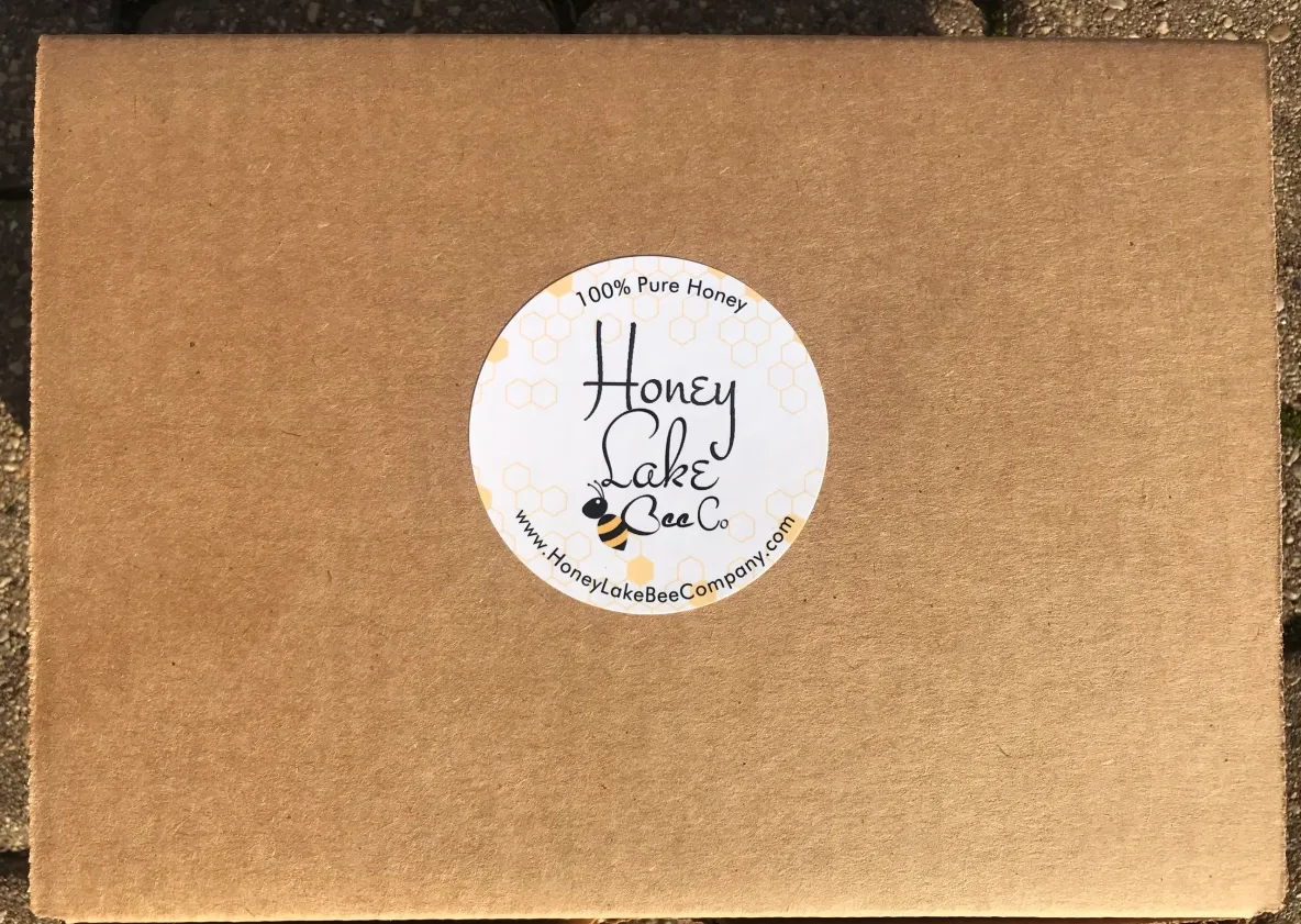 Honey product in cardboard box