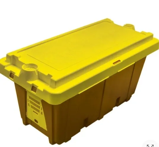 Yellow and brown storage container