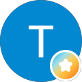 T icon with orange star badge